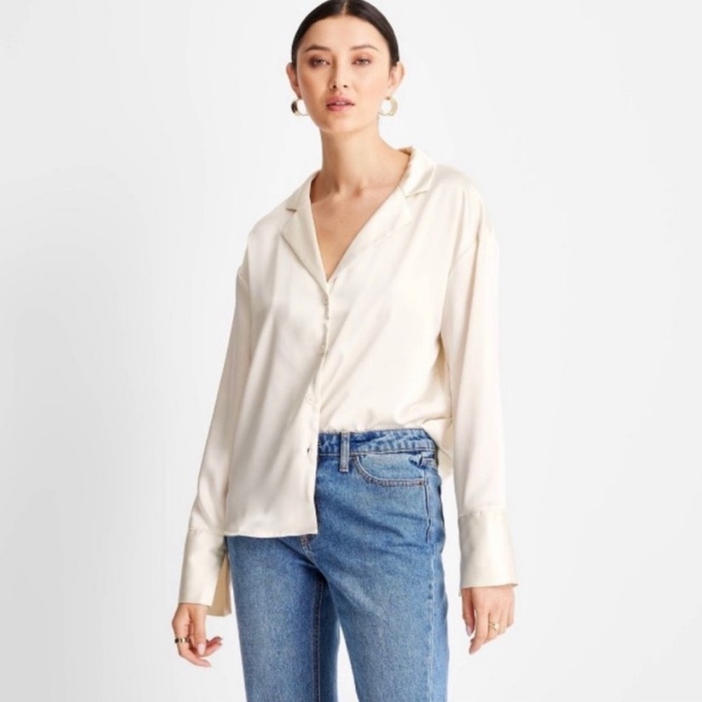 Future Collective x Target | Satin Blouse Cream | Size 2X
